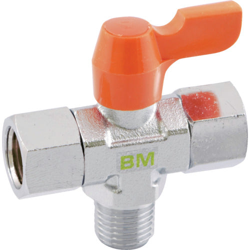 ASOH ボールバルブ エースボール 縦型三方弁 外内ねじ型 PT1/8×PT1/8 BM-5111R 1 個