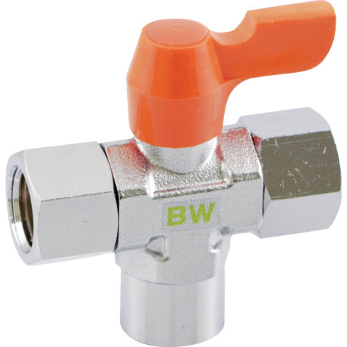 ASOH ボールバルブ エースボール 縦型三方弁 両内ねじ型 PT1/4×PT1/4 BW-5222R 1 個