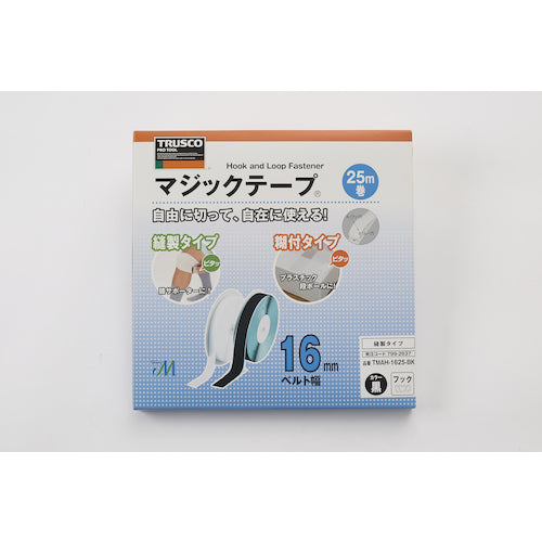 TRUSCO Velcro Tape for Sewing A Side 16mm x 25m Black TMAH-1625-BK 1 Roll