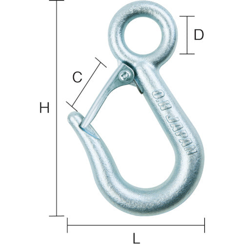 OH スリムフック(安全レバー付)1000kg WS-10S 1 個