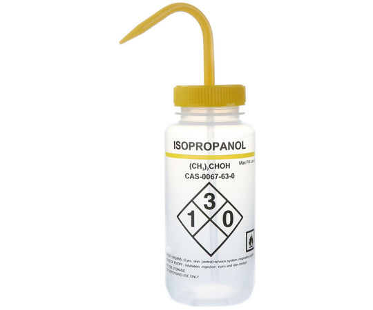 Wash Bottles Safety Labeled Self Venting Wide Mouth 500mL Isopropanol Clear/Yellow 1 box (6 pieces) 120252 1 box (6 pieces)