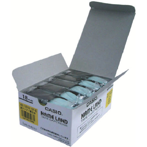 カシオ ネームランド用スタンダードテープ5本入り18mm 黄に黒字 XR-18YW-5P-E 1 個