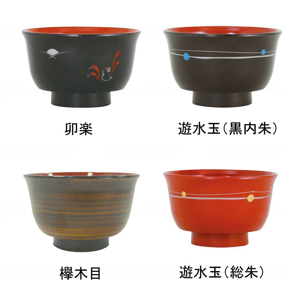 台和プチエイド汁椀 遊水玉(黒内朱)