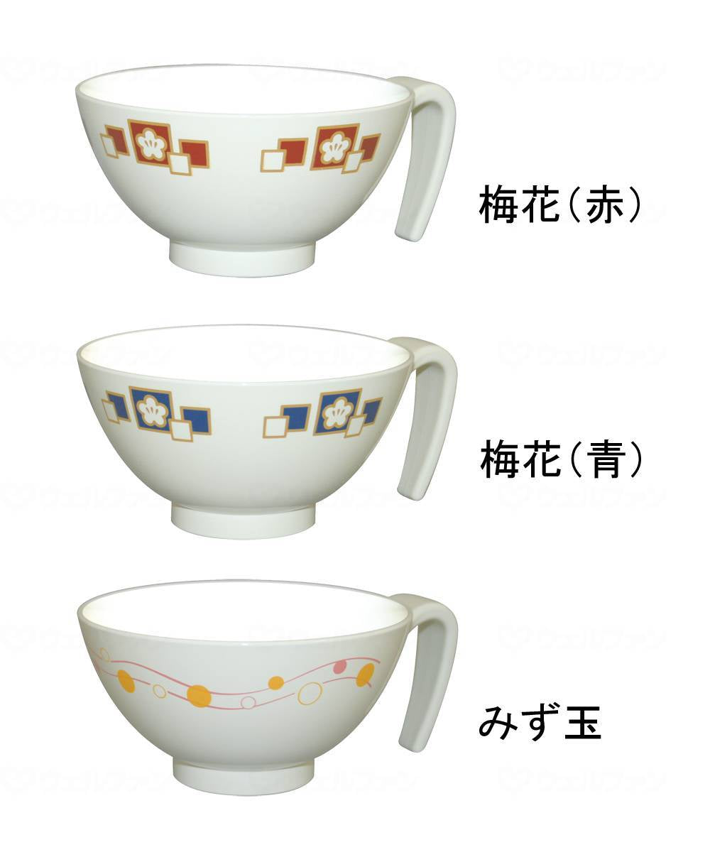 台和取っ手付飯碗 梅花(青)