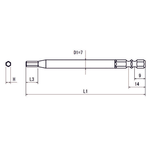 Omi Hexagon 6.35 Groove 9, 13 Compatible Insert Hexagon Bit H3 Total Length 150 V32X-H3-150 10 Pieces