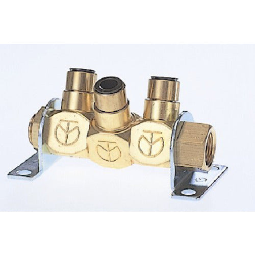 치요다 에어 분기관 프리 조인트 4 3WAY 적용 튜브 8mm 나사 사이즈 Rc3/8 2면 폭 21mm 3MM2-08 1개