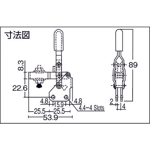 Kakuta Handle Vertical Toggle Clamp (Downward Pressing Type) No. HV151B Clamping Pressure 0.45kN KC-HV151B 1 pc