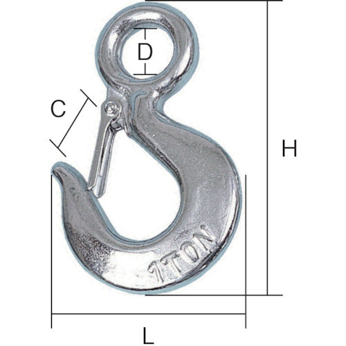HHH Stainless steel eye hook with latch 1t ELS1 1 piece