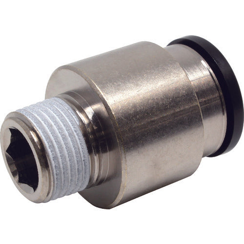 PISCO Tube Fitting Hexagonal Socket Straight Tube 16 Connection Size R3/8 POC16-03 1 pc