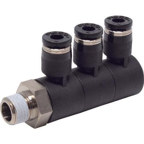 PISCO チューブフィッティング トリプルユニバーサルエルボ チューブ4 接続口径R1/8 PHT4-01 1 個