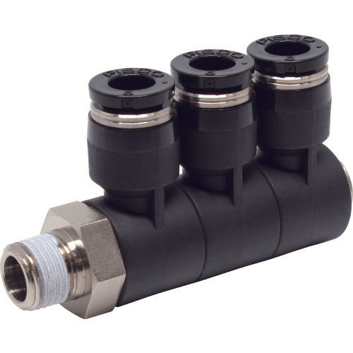 PISCO チューブフィッティング トリプルユニバーサルエルボ チューブ6 接続口径R1/8 PHT6-01 1 個