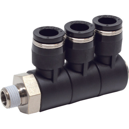 PISCO チューブフィッティング トリプルユニバーサルエルボ チューブ8 接続口径R1/8 PHT8-01 1 個