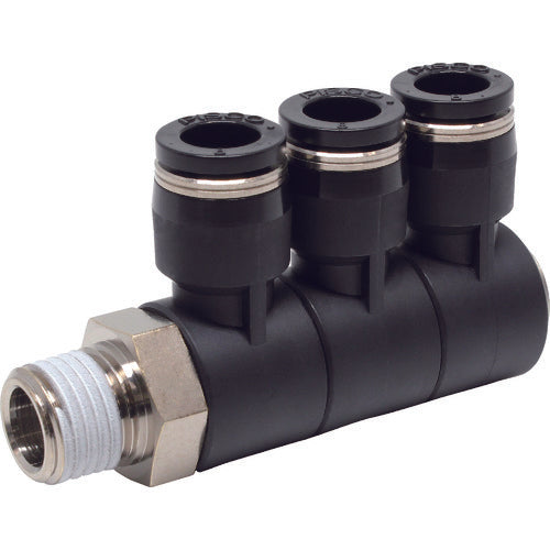 PISCO チューブフィッティング トリプルユニバーサルエルボ チューブ8 接続口径R1/4 PHT8-02 1 個