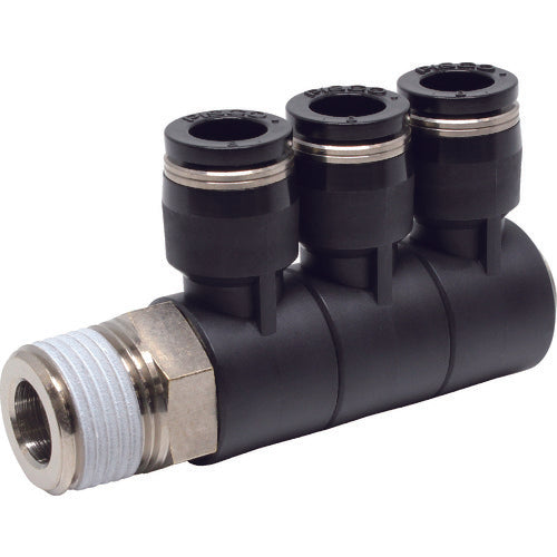 PISCO チューブフィッティング トリプルユニバーサルエルボ チューブ8 接続口径R3/8 PHT8-03 1 個