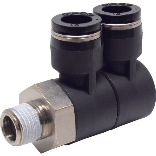 PISCO チューブフィッティング ダブルユニバーサルエルボチューブ10ネジ02 PHW10-02 1 個