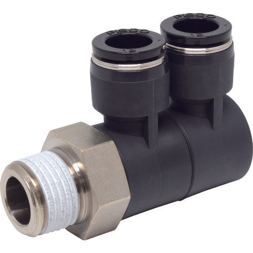 PISCO チューブフィッティング ダブルユニバーサルエルボチューブ12ネジ04 PHW12-04 1 個