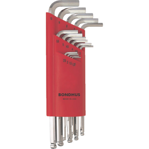 BONDHUS Ball Point L-Wrench Extra Long Set of 15 (1.27-10mm) BLX15MB 1 set