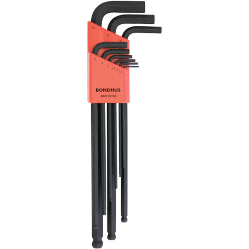 BONDHUS Ball Point L-Wrench Set Extra Long 9 Piece Set (1.5-10mm) BLX9MXL 1 Set