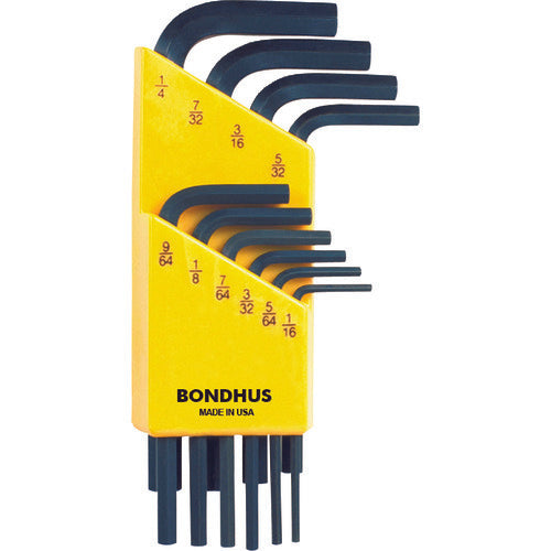 BONDHUS 육각 L-렌치 쇼트 인치 세트 10개 세트(1/16-1/4) HLX10S 1 세트