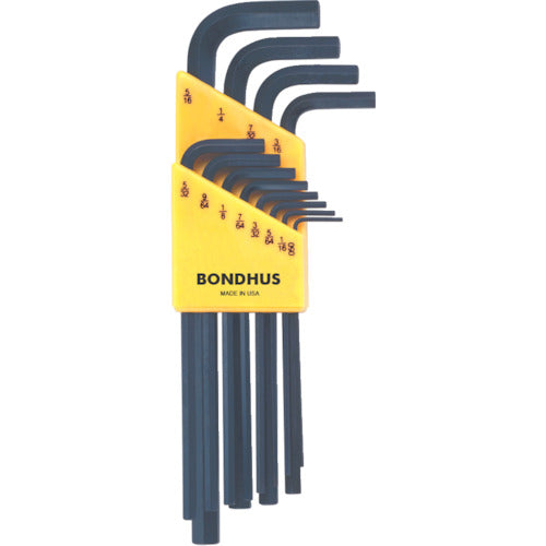 BONDHUS 육각 L-렌치 롱 인치 세트 12개 세트(0.050-5/16) HLX12 1 S