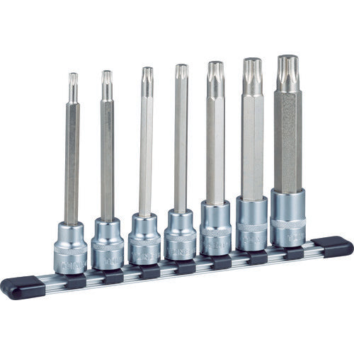 TONE Hex Lobe Socket Set Long Torx Socket Set (Strong Type with Holder) 12.7mm Drive HTX407L 1 S