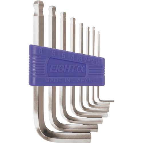 エイト 六角棒スパナ テーパーヘッド 標準寸法 8本セット 1.5〜8mm TS-8 1 S