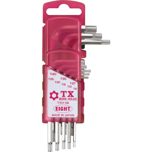 EIGHT TX Wrench with Holes, Standard Size, Door Holder, Set of 8, T8-T40, TXH-S8 1 S