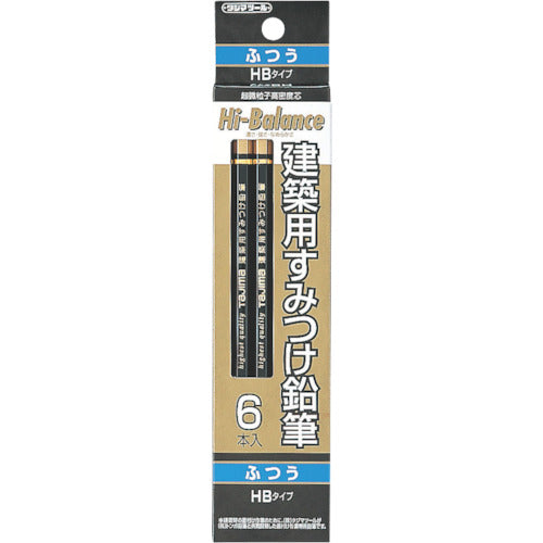 Tajima Architectural Corner Pencils, Regular (HB), Pack of 6, KNE6-HB, 1 PK