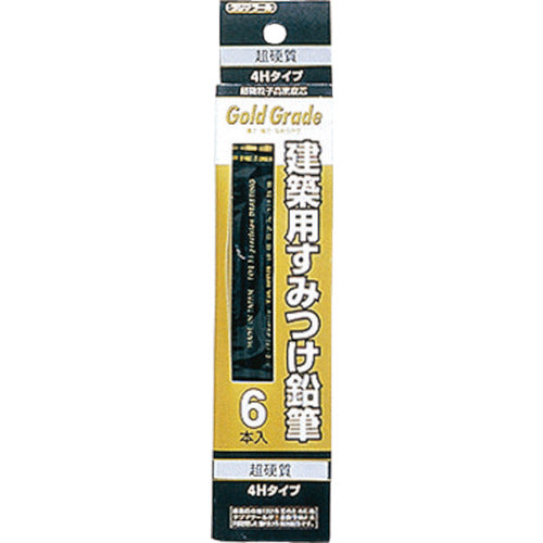 Tajima Architectural Corner Pencils, Ultra Hard (4H), Pack of 6, KNE6-4H, 1 PK