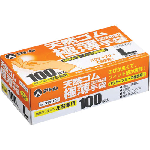 아톰 천연 고무 극박 장갑 100장입 M 319-100-M 1상자