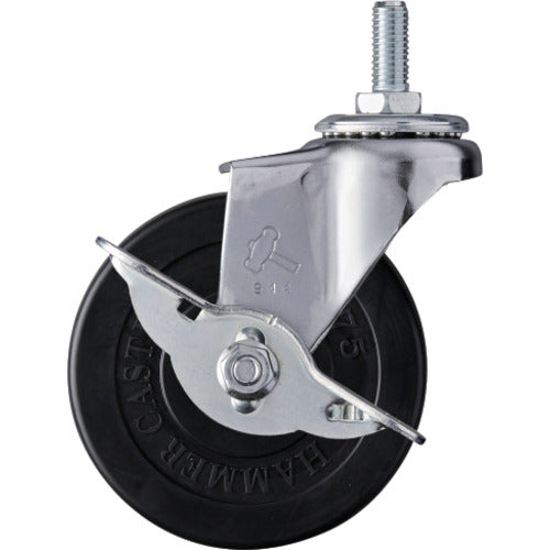 망치 나사 포함 선회식 고무 바퀴 75mm W3/8 스토퍼 부착 415A-20R75 1개