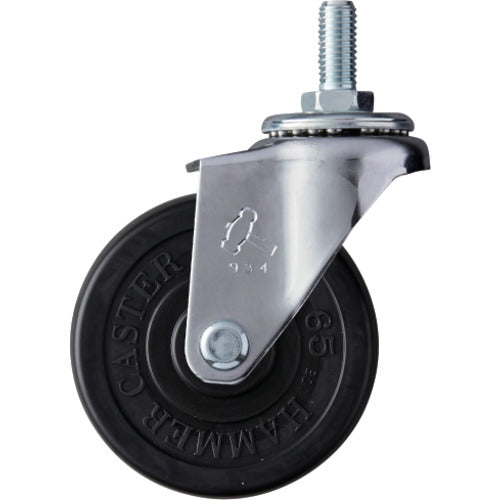 ハンマー ねじ込み旋回式ゴム車輪 65mm W3/8 420A-20R65 1 個