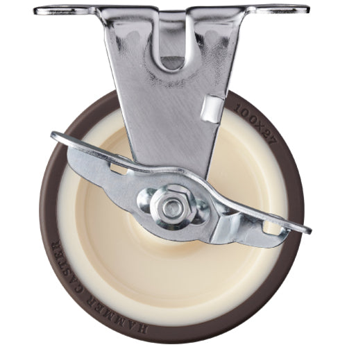 해머 플레이트식 캐스터 플레이트식 캐스터 고정 스토퍼 부착 바퀴 직경 100mm 우레탄 바퀴(롤러 베어링) E 시리즈 415ER-UB100 1개