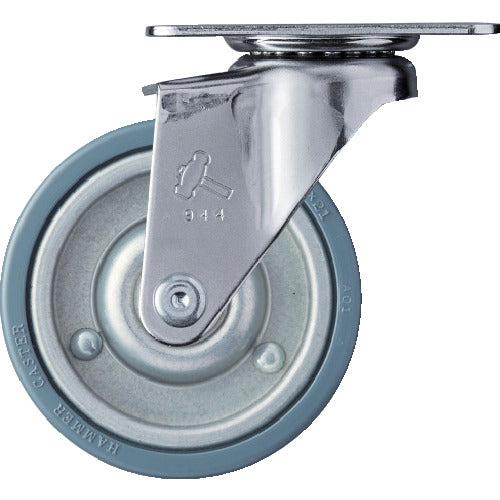 Hammer Plate Caster, Swivel Rubber Wheel (Steel Wheel), 75mm, E Series, 420E-PR75, 1 pc