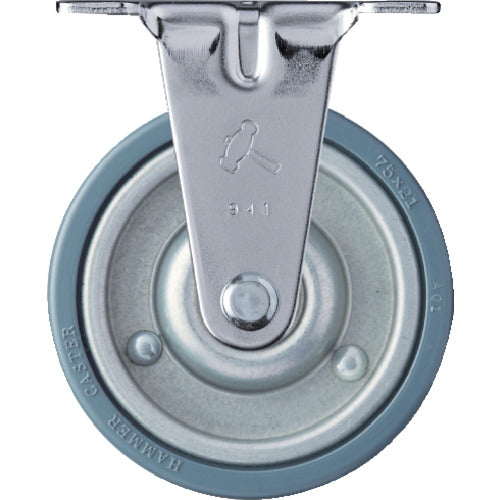 망치 고정식 고무 바퀴(스틸 휠) 75mm 420ER-PR75 1개