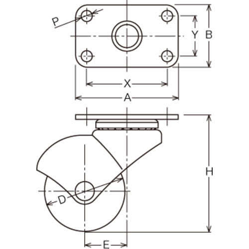 ハンマー プレート式 旋回式ウレタン車輪 40mm 405P-UR40 1 個