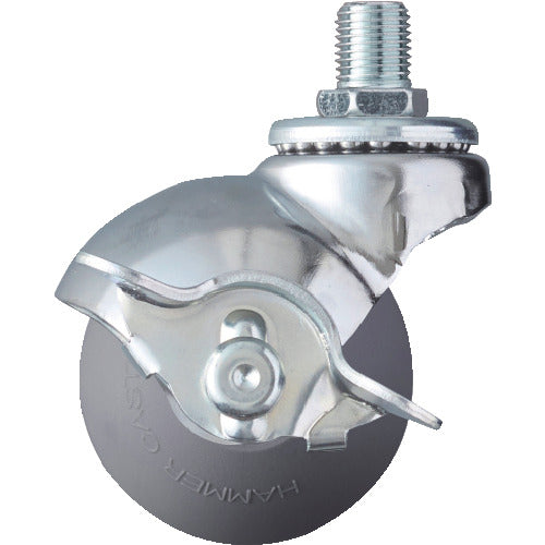 망치 나사식 M12 선회식 우레탄 바퀴 50mm 스토퍼 부착 40515A-3UR50 1개