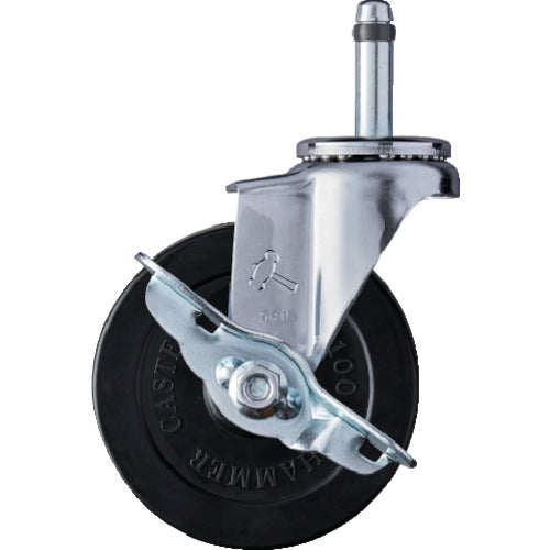 망치 삽입 선회식 고무 바퀴 100mm 스토퍼 부착 415K-R100 1개