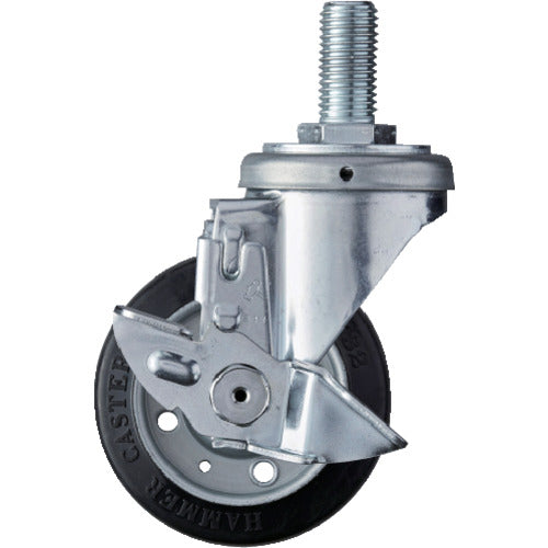 해머 나사식식 선회식 고무 바퀴(롤러 베어링) 100mm 스토퍼 부착 413SA-RB100 1개