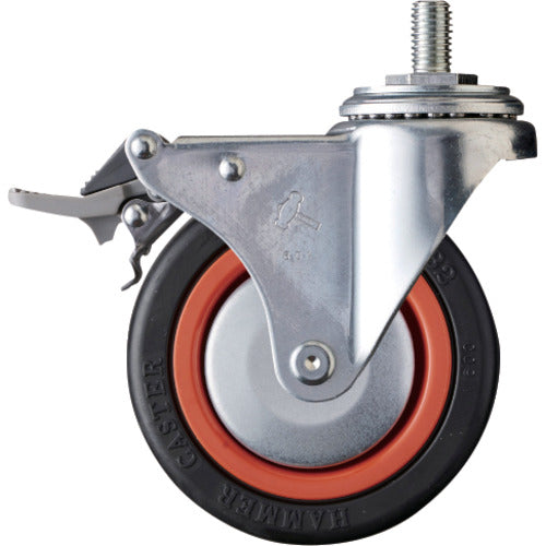 Hammer Screw-in Swivel Rubber Wheel (Nylon Wheel, Ball Bearing) M12 100mm Total Lock 4150MA-RB100 1 pc