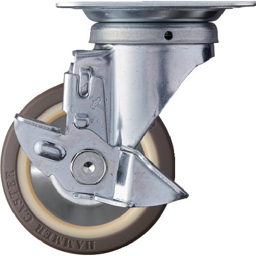 해머 선회식 우레탄 바퀴(나일론 휠·볼 베어링) 100mm 스토퍼 부착 419S-UB100 1개