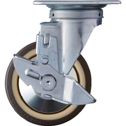 해머 선회식 우레탄 바퀴(나일론 휠·볼 베어링) 125mm 스토퍼 부착 419S-UB125 1개