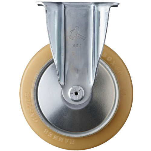 해머 고정식 우레탄 바퀴(스틸 롤러 베어링) 150mm 420SRP-URB150 1개