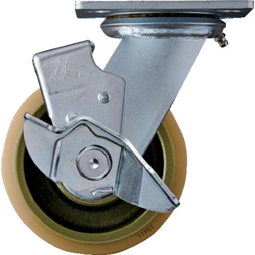 해머 중하중용 선회식 우레탄 바퀴(이모노 휠・래디얼 볼 베어링) 125mm SP부착 519BPS-CU125 1개