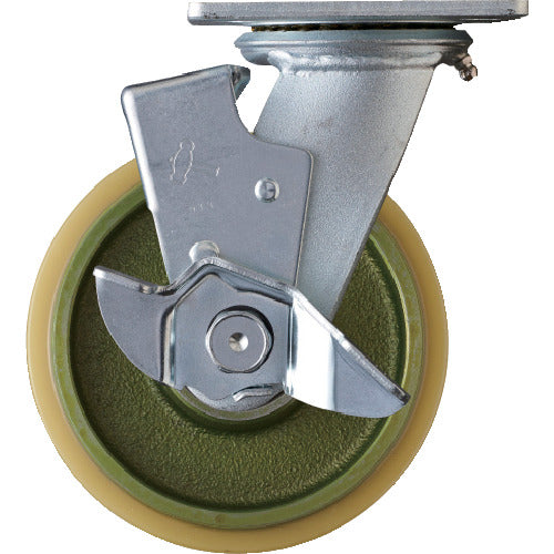 해머 중하중용 선회식 우레탄 바퀴(이모노 휠・래디얼 볼 베어링) 150mm SP부착 519BPS-CU150 1개