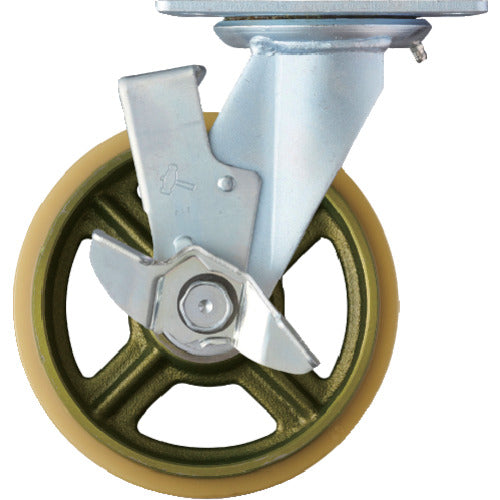 해머 중하중용 선회식 우레탄 바퀴(이모노 휠・래디얼 볼 베어링) 200mm SP 부착 519BPS-CU200 1개