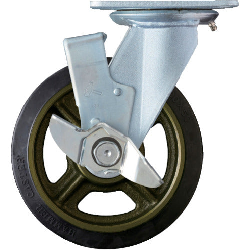 ハンマー 重荷重用旋回式ゴム車(イモノホイール・ラジアルボールベアリング)200mm SP付 519HPS-CR200 1 個