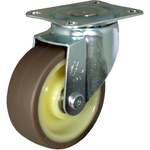 Hammer Lightweight thin steel plate swivel urethane caster (nylon wheel, ball bearing) 75mm 460S-UBB75 1 piece