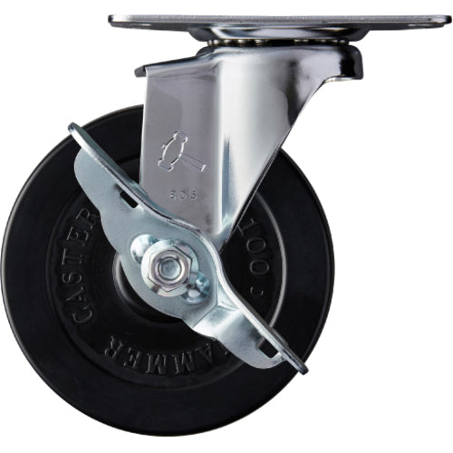 해머 플레이트식 캐스터 플레이트식 캐스터 자재 바퀴 직경 100mm 고무 바퀴(롤러 베어링) E 시리즈 415E-RDB100 1개