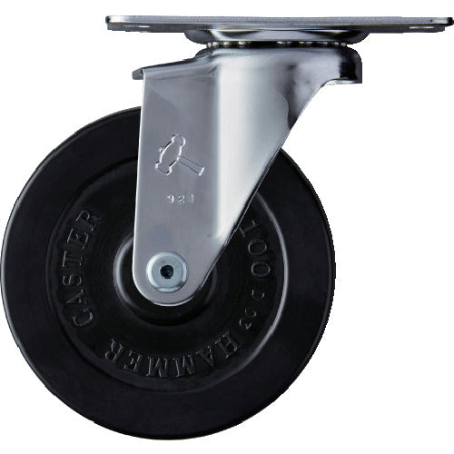 Hammer Swivel Rubber Wheel (Roller Bearing) 100mm 420E-RDB100 1 pc